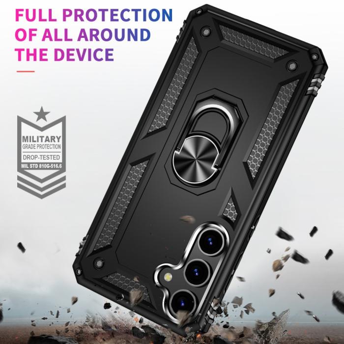 Bild 2,  Samsung Galaxy S24 Skal Hybrid Armor Ring Svart - Teknikhallen.se