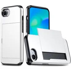  iPhone 17e / 16e Skal Hybrid Med Kortfack Vit - Teknikhallen.se