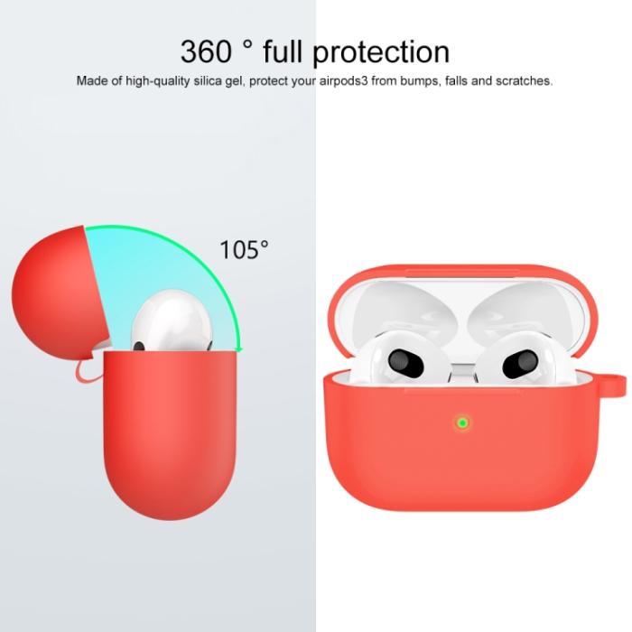 Bild 2,  AirPods 3 Skal Silikon Med Krok Röd - Teknikhallen.se