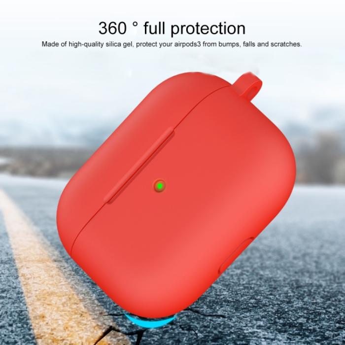Bild 3,  AirPods 3 Skal Silikon Med Krok Röd - Teknikhallen.se