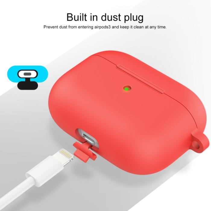 Bild 4,  AirPods 3 Skal Silikon Med Krok Röd - Teknikhallen.se