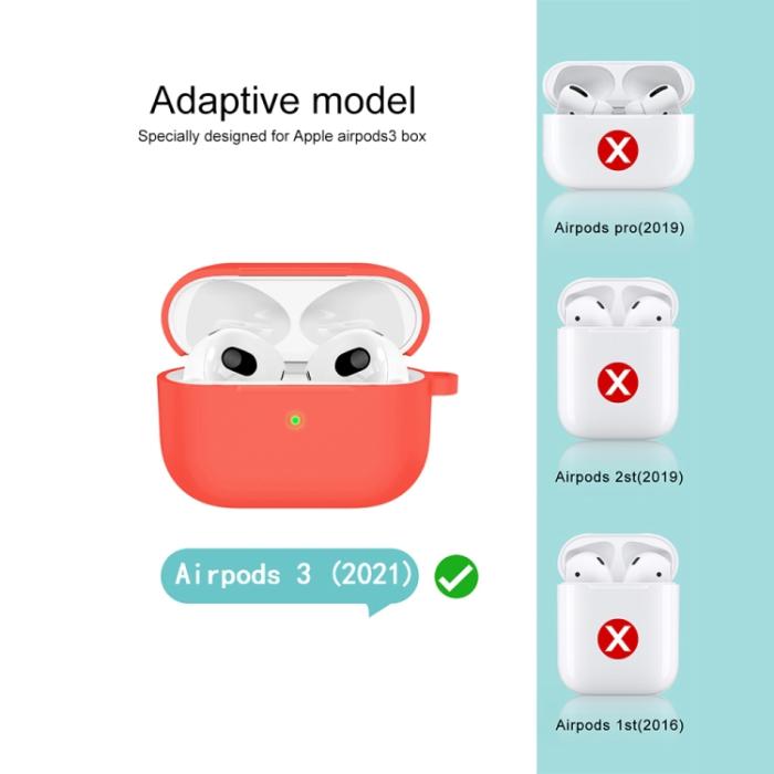 Bild 5,  AirPods 3 Skal Silikon Med Krok Röd - Teknikhallen.se