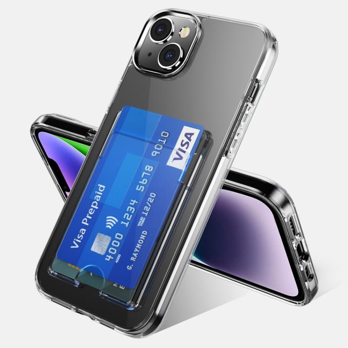 Bild 2,  iPhone 15 Plus Skal Hybrid Med Kortfack Transparent - Teknikhallen.se