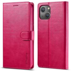 LC.IMEEKE LC.IMEEKE iPhone 15 Plus Fodral L&auml;der Rosa/R&ouml;d - Teknikhallen.se