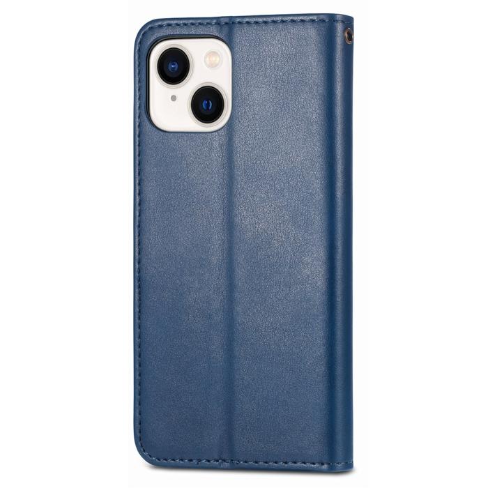 Bild 6,  iPhone 15 Plus Fodral Läder Magnetisk Mässing Blå - Teknikhallen.se