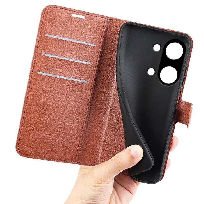 Bild 4,  OnePlus Nord 3 5G Fodral Litchi Textur Brun - Teknikhallen.se