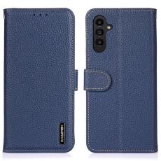 KHAZNEH KHAZNEH Galaxy S24 Fodral Premium Litchi &Auml;kta L&auml;der Bl&aring; - Teknikhallen.se