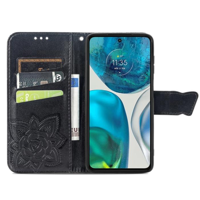 Bild 3,  Motorola Moto G52/G82 Fodral Fjäril Tryck Svart - Teknikhallen.se