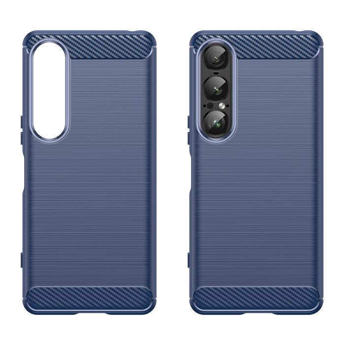 Bild 2,  Sony Xperia 1 VII Skal Borstad Stål Textur Blå - Teknikhallen.se