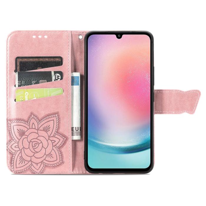 Bild 2,  Samsung Galaxy A25 5G Fodral Läder Big Butterfly Roséguld - Teknikhallen.se