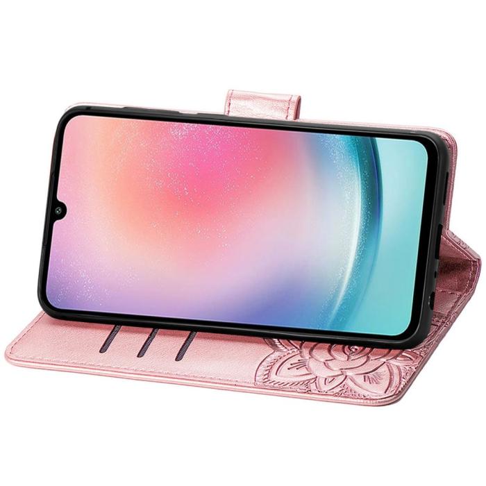 Bild 3,  Samsung Galaxy A25 5G Fodral Läder Big Butterfly Roséguld - Teknikhallen.se