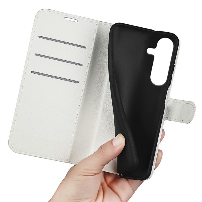 Bild 4,  Samsung Galaxy S25 Plus Fodral Litchi Läder Vit - Teknikhallen.se