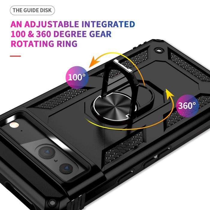 Bild 6,  Google Pixel 7 Skal Shockproof Hybrid Ring Armor Svart - Teknikhallen.se