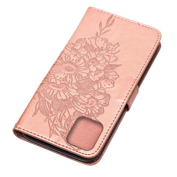 Bild 3,  iPhone 13 Pro - Butterfly Tryck Läder Fodral - Roséguld - Teknikhallen.se