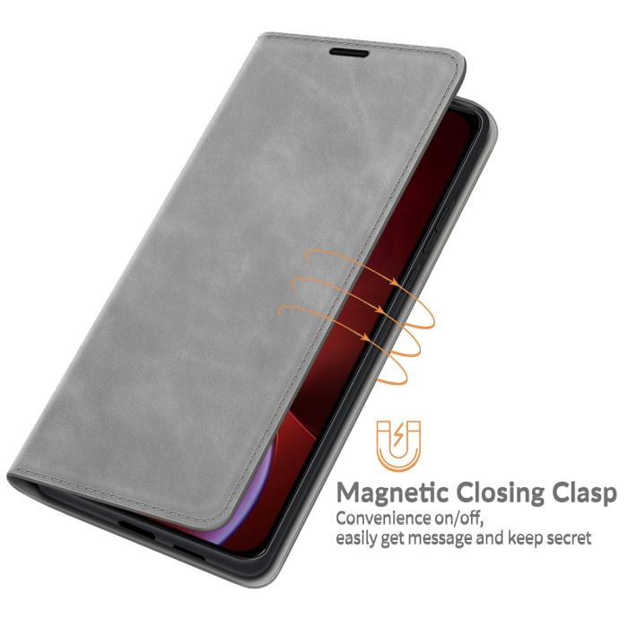 Bild 3,  iPhone 13 Pro - Skin Touch Flip Fodral - Grå - Teknikhallen.se