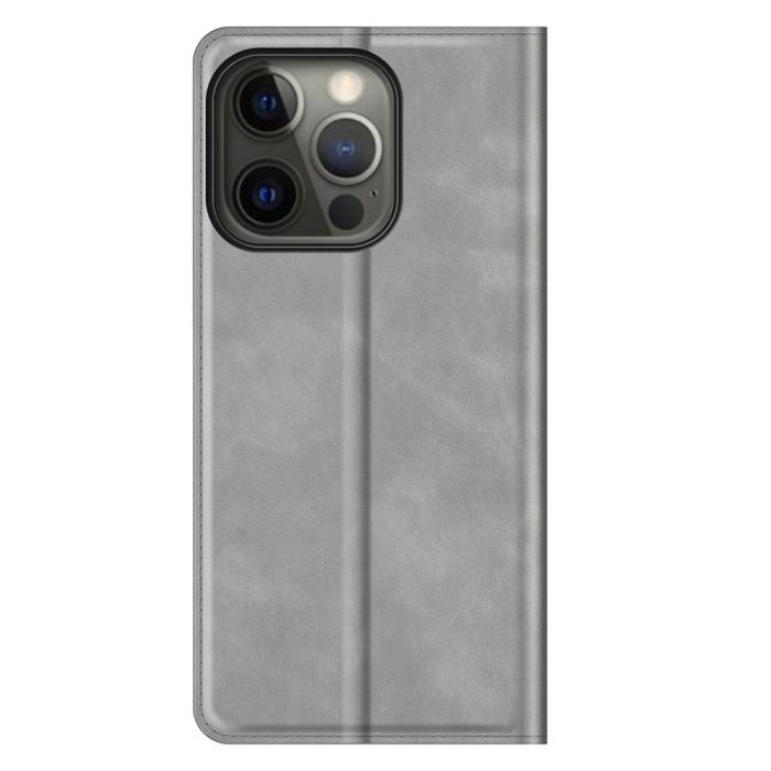 Bild 6,  iPhone 13 Pro - Skin Touch Flip Fodral - Grå - Teknikhallen.se