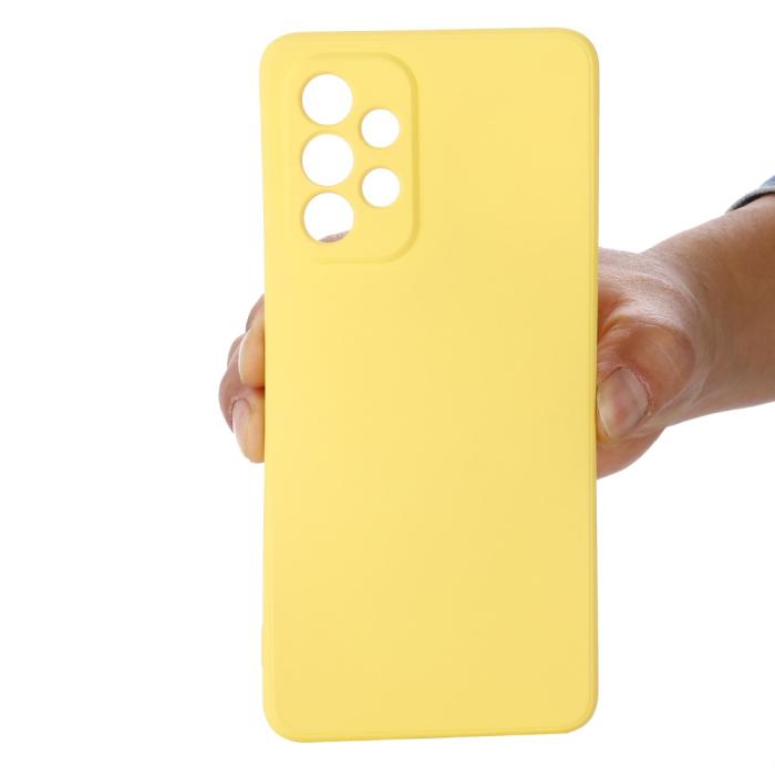 Bild 5,  Samsung Galaxy A53 5G Skal Liquid Silikon Med Strap Gul - Teknikhallen.se