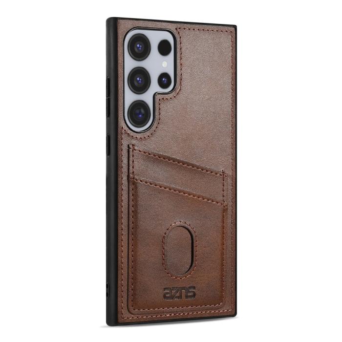 Bild 3, AZNS AZNS Samsung Galaxy S25 Ultra Skal Med Kortfack Läder Mörk Brun - Teknikhallen.se