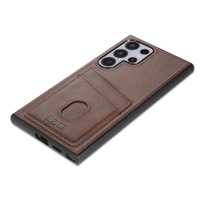 Bild 4, AZNS AZNS Samsung Galaxy S25 Ultra Skal Med Kortfack Läder Mörk Brun - Teknikhallen.se
