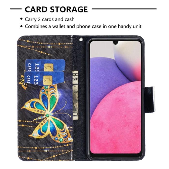 Bild 5,  Samsung Galaxy A33 5G Fodral Med Tryck Guld Fjäril - Teknikhallen.se