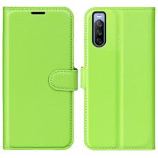  Sony Xperia 10 IV Fodral Litchi L&auml;der Gr&ouml;n - Teknikhallen.se