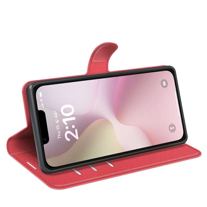 Bild 3,  iPhone 17e / 16e Fodral Litchi Läder Röd - Teknikhallen.se