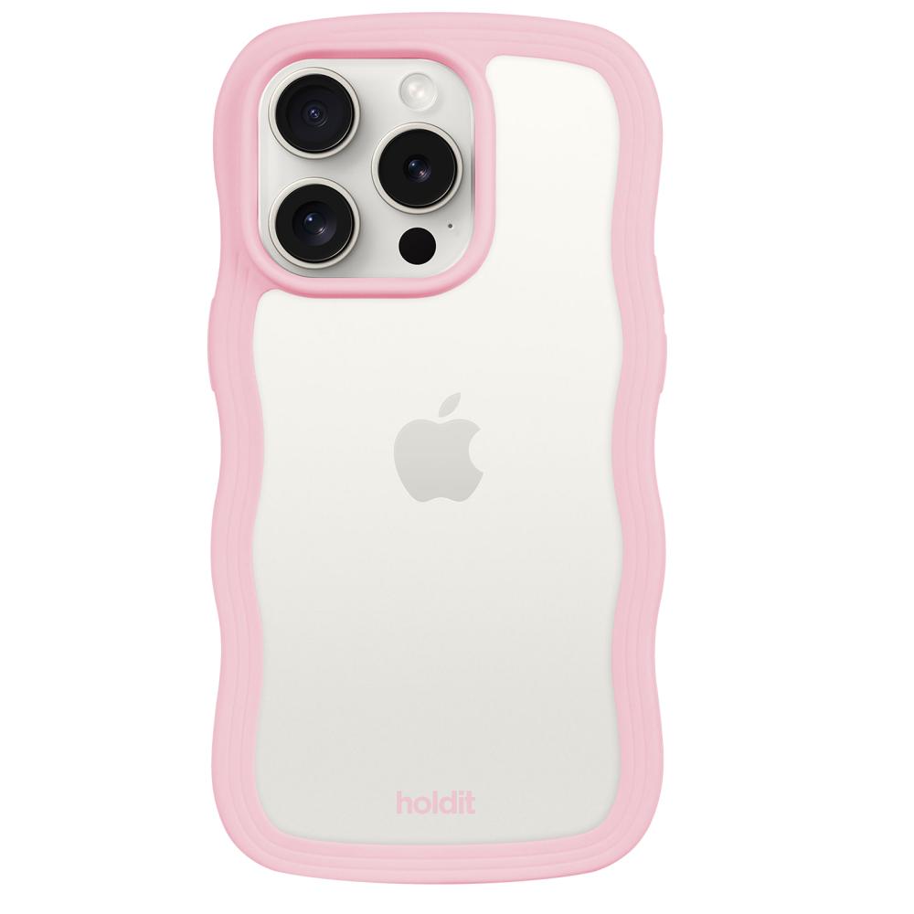 holdit holdit iPhone 15 Pro Skal Wavy Pink Transparent - Teknikhallen.se