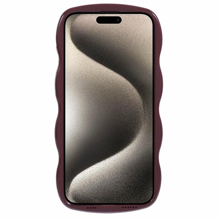 Bild 2,  iPhone 15 Pro Max Mobilskal Wavy Textur Vinröd - Teknikhallen.se