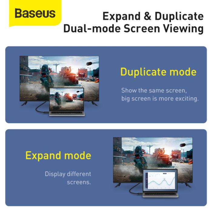 Bild 4, BASEUS Baseus 5m 4K HD HDMI - HDMI Kabel Svart - Teknikhallen.se
