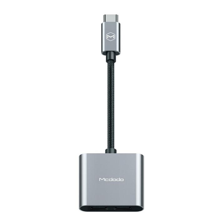Bild 2, MCDODO Mcdodo PD 60W USB-C Splitter Ljudadapter, DAC Grå - Teknikhallen.se