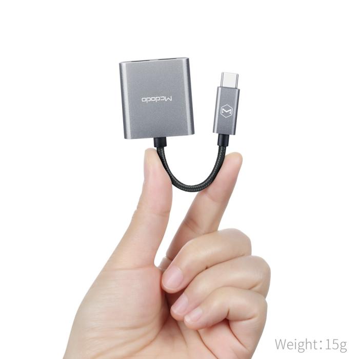 Bild 4, MCDODO Mcdodo PD 60W USB-C Splitter Ljudadapter, DAC Grå - Teknikhallen.se