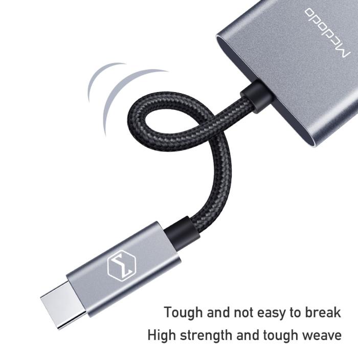 Bild 5, MCDODO Mcdodo PD 60W USB-C Splitter Ljudadapter, DAC Grå - Teknikhallen.se