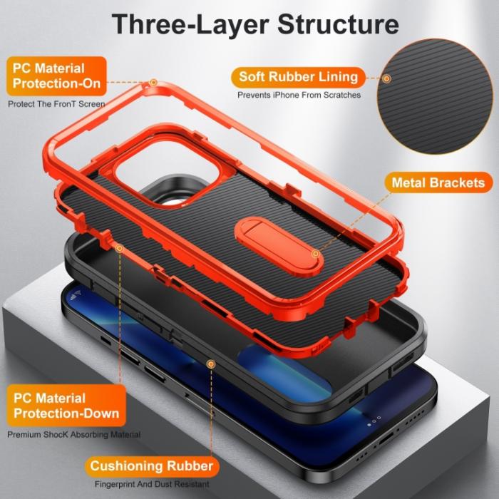 Bild 4,  iPhone 14 Pro Max Skal 3in1 Shockproof Xtreme Svart/Orange - Teknikhallen.se