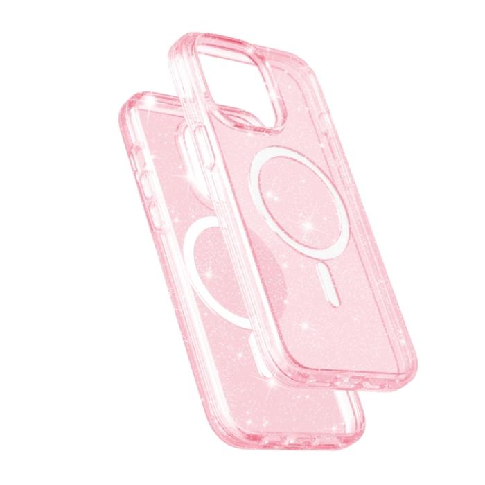 Bild 5,  iPhone 15 Pro Skal MagSafe Glitter Hybrid Rosa - Teknikhallen.se
