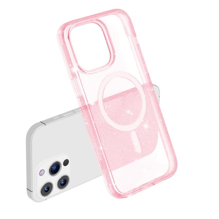 Bild 6,  iPhone 15 Pro Skal MagSafe Glitter Hybrid Rosa - Teknikhallen.se