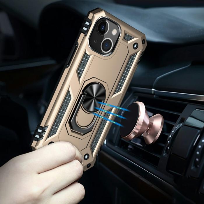 Bild 3,  iPhone 13 Mini - Shockproof Hybrid Ring Skal - Guld - Teknikhallen.se