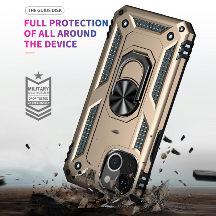 Bild 4,  iPhone 13 Mini - Shockproof Hybrid Ring Skal - Guld - Teknikhallen.se