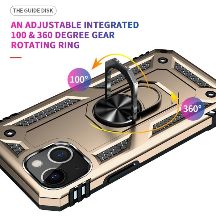 Bild 5,  iPhone 13 Mini - Shockproof Hybrid Ring Skal - Guld - Teknikhallen.se