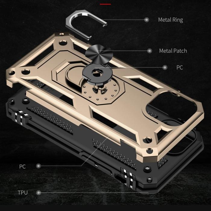 Bild 6,  iPhone 13 Mini - Shockproof Hybrid Ring Skal - Guld - Teknikhallen.se