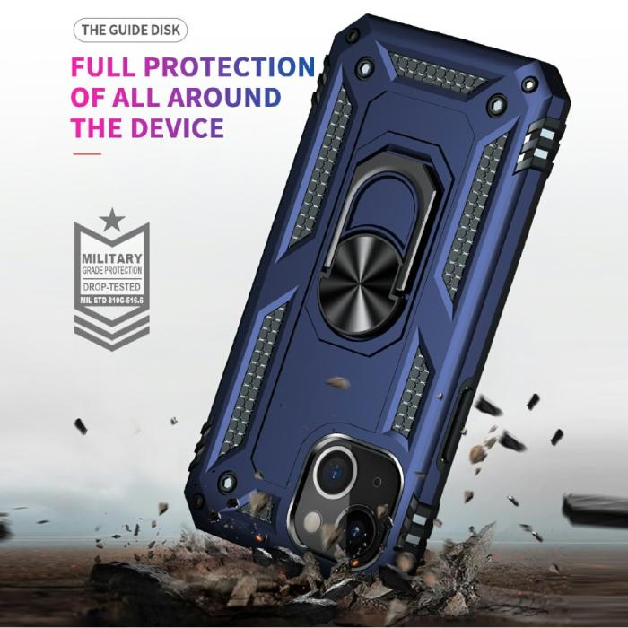 Bild 4,  iPhone 13 Mini - Shockproof Hybrid Ring Skal - Blå - Teknikhallen.se