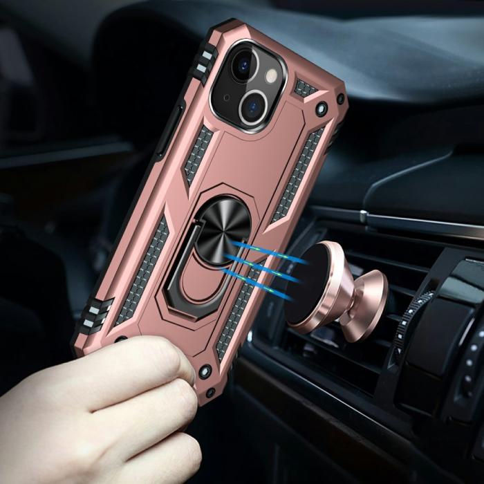 Bild 3,  iPhone 13 Mini - Shockproof Hybrid Ring Skal - Roséguld - Teknikhallen.se