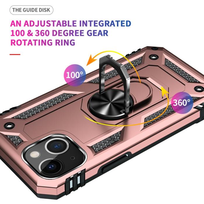 Bild 5,  iPhone 13 Mini - Shockproof Hybrid Ring Skal - Roséguld - Teknikhallen.se