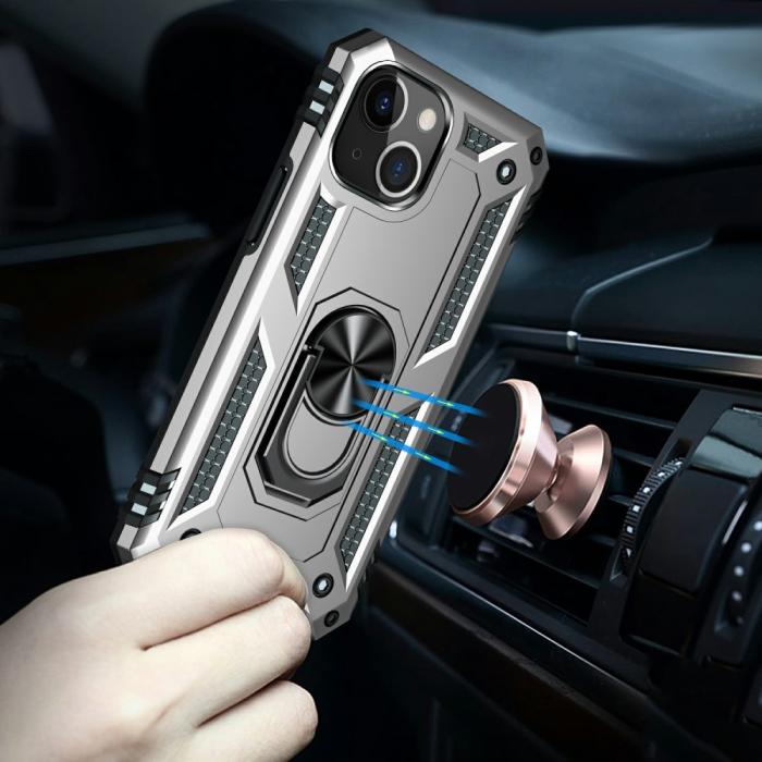 Bild 3,  iPhone 13 Mini - Shockproof Hybrid Ring Skal - Silver - Teknikhallen.se