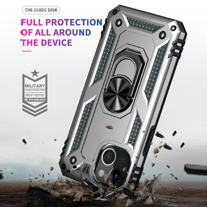 Bild 4,  iPhone 13 Mini - Shockproof Hybrid Ring Skal - Silver - Teknikhallen.se