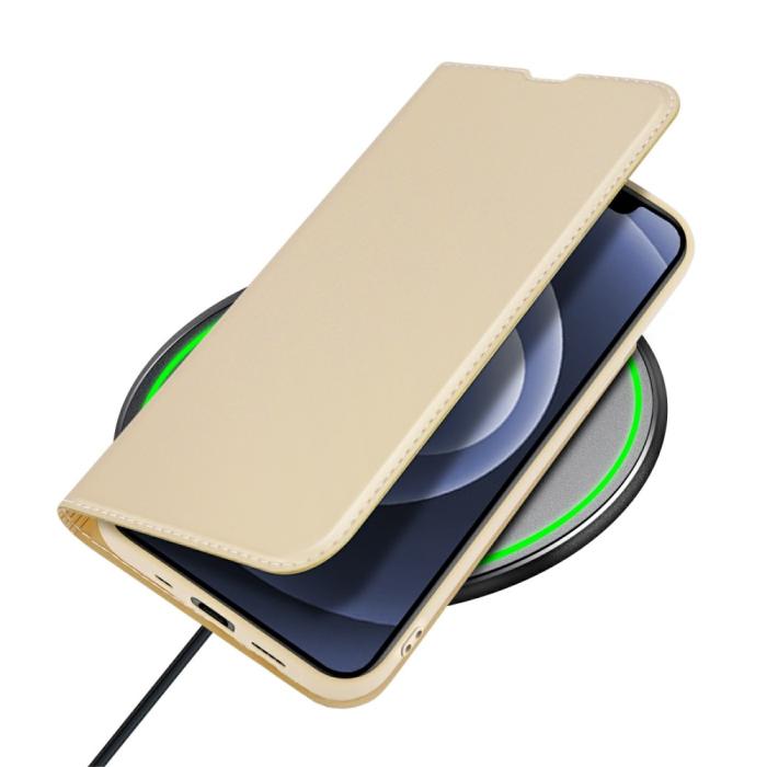Bild 5, DUX DUCIS iPhone 13 Mini - DUX DUCIS Skin Pro Läder Fodral - Guld - Teknikhallen.se