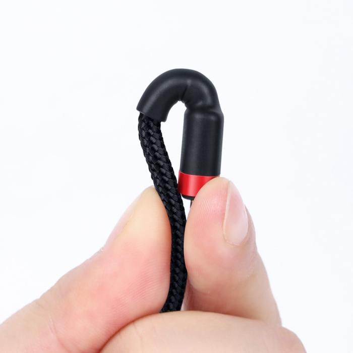 Bild 2, BASEUS BASEUS 60W 2m Type-C PD Flätad Nylon Kabel - Svart/Röd - Teknikhallen.se