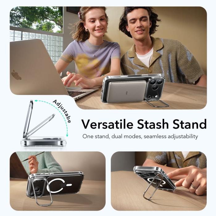 Bild 5, ESR ESR iPhone 17 Pro Max Skal MagSafe Classic Kickstand Transparent - Teknikhallen.se
