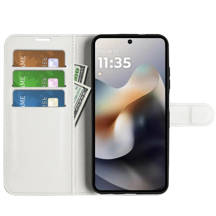 Bild 5,  Motorola Moto G56 5G Fodral Litchi Läder Vit - Teknikhallen.se