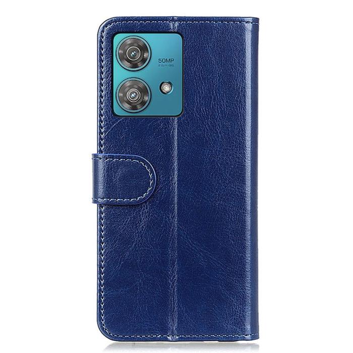 Bild 6,  Motorola Moto G84 5G Fodral Crazy Horse Läder Blå - Teknikhallen.se