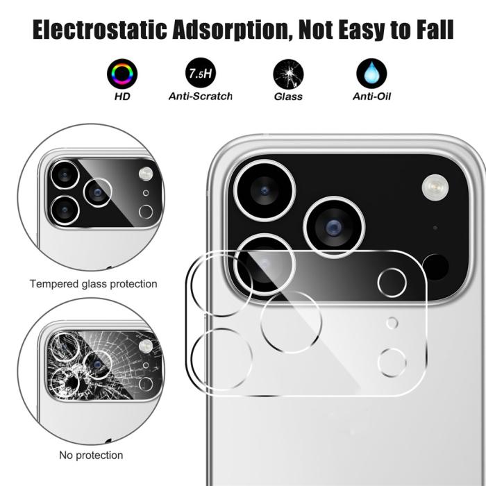 Bild 3,  iPhone 17 Pro Linsskydd Härdat Glas Transparent - Teknikhallen.se
